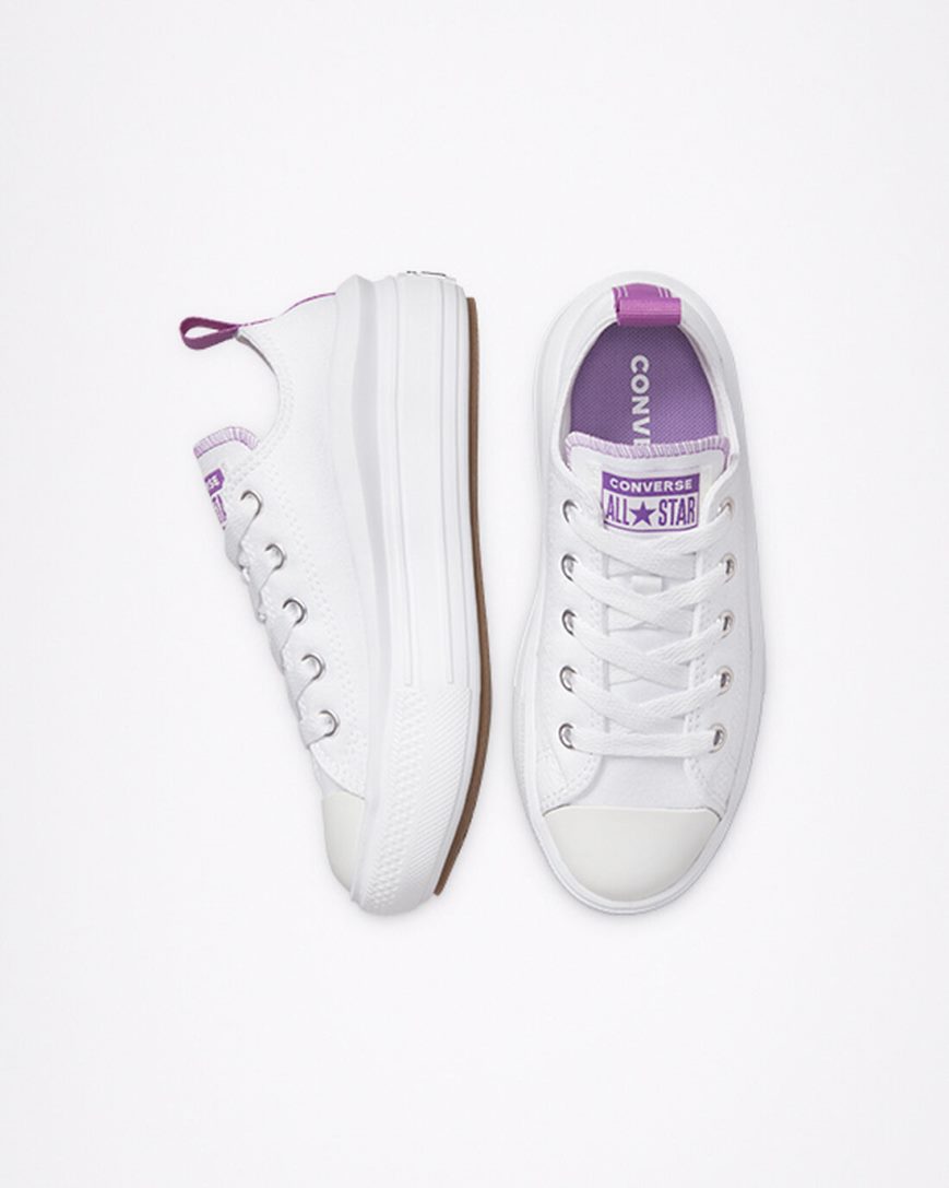 Topanky Na Platforme Converse Chuck Taylor All Star Move Nizke Dievcenske Biele Nachový Biele | SK BOIDU0